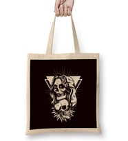 Santa Muerte Dead Sugar Skull Female Deity Satanic Mexican Bez Çanta Uzun Saplı