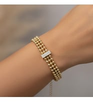 XUPING JEWELRY 14 Ayar Altın Kaplama, Nokta Zirkon Taşlı Bileklik