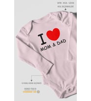 I Love Mom and Dad Baskılı Bebek Zıbını – Çıtçıtlı Body  %100 Pamuk Uzun Kol (Bebek Pembesi)
