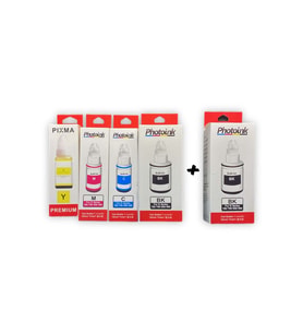4 Renk +1 Siyah - Canon GI 490 Uyumlu Photoink Plus Mürekkep TAKIMI - - Canon G Serisi Uyumlu