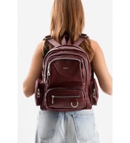 Suni Deri Kadın Sırt Çantası 38*28 Cm Mega Bag Günlük Kullanıma Uygun Çok Cepli İçi Astarlı