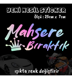 mahşere bıraktık ön arka cam uyumlu 2adet oto sticker - ışıkta renk değiştiren hologram sticker yapıştırma