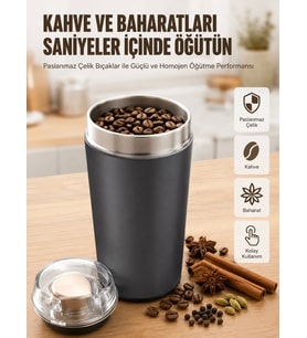 Yeni Nesil Kahve ve Baharat Öğütücü Paslanmaz Çelik Kahve Değirmeni