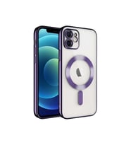 Apple iPhone 11 Uyumlu Kılıf Kamera Korumalı M-safe Wireless Şarj Özellikli Zore Demre Kapak (Koyu Mor)