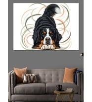 Bernese Dağ Köpeği Portresi Dekoratif Kanvas - Mdf Ahşap Tablo