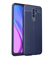 Xiaomi Redmi 9 Deri Görünümlü Silikon Lacivert