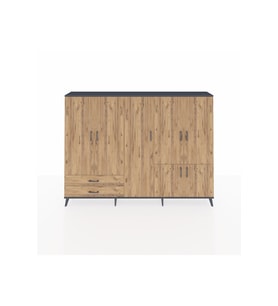 Arges Dolap 12 Raflı 2 Çekmeceli 7 Kapaklı 220x30x163 Antrasit-Çam
