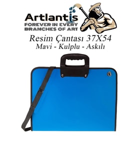 Mavi Resim Çantası Fermuarlı Kulplu 37x54 cm 1 Adet Teknik Resim Dosya Çantası 35x50 cm Askılı Proje Çantası Okul Sınıf