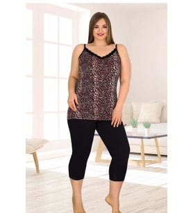 Lady 10560 Büyük Beden Kapri Pijama Takımı - Battal Pijama Takımları