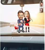 Kişiye Özel Karikatürlü Çift Ahşap Araba Dikiz Ayna Süsü
