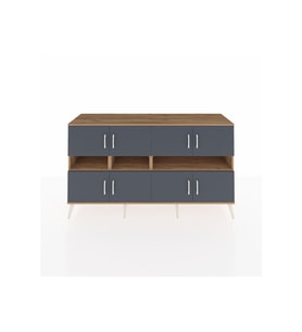 Kronos Konsol 8 Raflı 8 Kapaklı 176x59x99 Çam-Antrasit/Çam