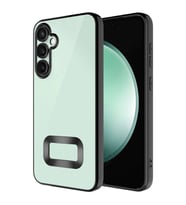 Samsung Galaxy A35 Kılıf Logo Yeri Açık Kamera Lens Önü Korumalı Renkli Kenarlı Şeffaf Silikon (Siyah)