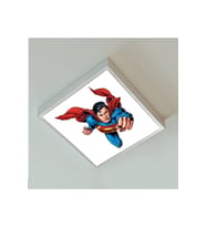 Super Man Çocuk Led Avize-ışık 60w Güçlü Aydınlatma-60x60 Beyaz Kare Çerçeve- Çocuk Avize Modelleri
