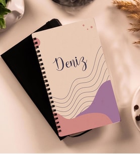 Kişiye Özel Tasarımlı Ahşap Kapaklı Defter 