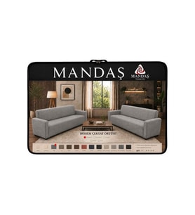 Mandaş Bohem Streç Maxi Çekyat Örtüsü Geniş Kullanım Alanlı Gri 3+3