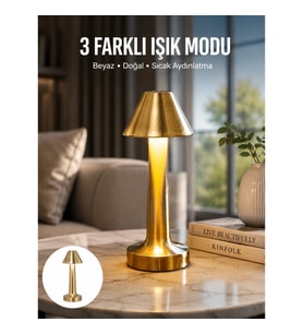 Mey İthalat® Kablosuz LED Masa Lambası 1800mAh 3 Renk Aydınlatma Dokunmatik Yeni Nesil