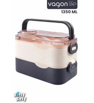 1350 ML Paslanmaz Çelik Bento Lunch Box İki Kat Üç Bölme Yeni Nesil Sefer Tası-1350ML-101102S (Lacivert)