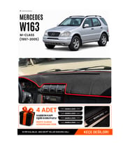 MERCEDES W163 M-CLASS (1997-2005) Uyumlu Torpido Örtüsü Torpido Kılıfı - Siyah Kırmızı