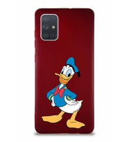 Samsung Galaxy A71 Soft Premier Kapak Donald Duck-C Tasarımlı Silikon Kılıf - Mürdüm (Şeffaf)