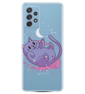 Kılıfland Samsung Galaxy A52 Kılıf Silikon Resimli Kapak Space Cat Stok 152