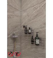 Krom Yapışkanlı Banyo Rafı TŞ01 (2 Adet) ve Kancalı Katı Sabunluk Banyo Mutfak Seti