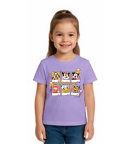 Unisex Disney Baskılı Çocuk Tişört pamuklu penye kumaş (Lila)