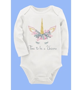 Organik Baskılı Pamuklu Unisex Bebek Body UZUNKOLE65