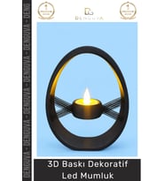 Modern Estetik Ev Hediyesi Ofis Tasarım Led Işıklı Masaüstü 3D Baskı Dekoratif Mumluk - 1 Adet