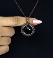 Doğal Taş Oniks Doğal Taşlı Desenli Otantik Kadın Kolye 45 Cm Zincirli Bakır Rengi euk28o2 (Siyah)