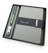 Signator® Codex  N379 Kişiye Özel Defterli Set - İsme Özel Gri Kalem + İsme Özel Gri Defter + İsme Özel 32 GB Usb Bellek  İsme Özel Kutusunda Hediyelik Set (Karışık)