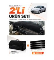 RENAULT LAGUNA 3 (2007-2015) Uyumlu Torpido Örtüsü + Tay Tüyü Bagaj Çantası + Sticker Seti - Siyah