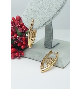 Rose Altın Kaplama Vip Seri Kararmaz Kalp Motifli V Küpe 2,8 cm