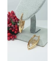 Rose Altın Kaplama Vip Seri Kararmaz Kalp Motifli V Küpe 2,8 cm