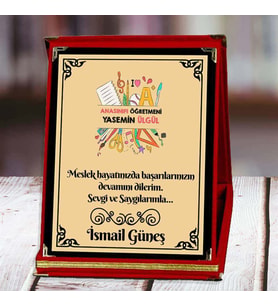 Anasınıfı Öğretmeni Baskılı Plaket (4. Tasarım)  Kişiye Özel (Kırmızı)