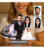 KİŞİYE ÖZEL SEVGİLİLER GÜNÜ HEDİYESİ GELİN DAMAT KARİKATÜR BİBLO FN38
