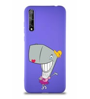 Huawei P Smart S Soft Premier Kapak Pearl Yengeç Tasarımlı Silikon Kılıf - Mor (Şeffaf)