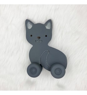 Ahşap El Boyaması Tekerlekli Kedi Dekoratif Obje