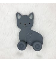 Ahşap El Boyaması Tekerlekli Kedi Dekoratif Obje
