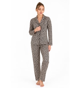 Çağrı Kadın Kışlık Süet Uzun Kollu Önü Düğmeli Yumuşak Dokulu Pijama Takımı