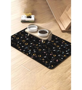 MAtGo Pati Kedi Köpek Beslenme Matı 50x70cm Su Geçirmez Mama Kabı Altı Paspası Kara Kedi Curcunası