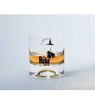 BK Gift Kişiye Özel Renkli Baskılı Godfather Baba Tasarımlı Viski Bardağı-16 (Beyaz)