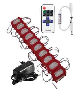 20 Adet 12 Volt 1.2 Watt Dar Açılı Tek Lensli Kırmızı Led Modül 12A Tek Renk RF Dimmer 2A Priz Tipi