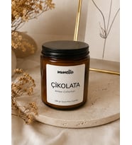Mumelia Amber Kavanoz - Doğal Soya Cam Bardak Mum - Çikolata Kokulu
