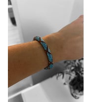 Chibeads Mavi Kahverenkli Desenli Kadın Elemeği Boncuk Bileklik