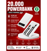 20000mAh PD Powerbank LED Işıklı LCD Ekranlı Çoklu Girişli