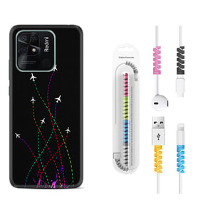 Xiaomi Redmi Note 7 8 9 Pro 10 2022 10 Pro 10S Kılıf Kablo Koruma Spiral Silikon Line Planet 1736