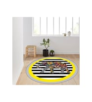 Eliana Home Baskılı, Yıkanabilir Kaymaz Taban Yuvarlak Halı LNA7124 120x120 cm (Sarı)