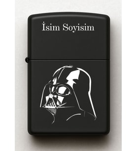 Darth Vader Desenli Kişiye Özel İsimli Siyah Benzinli Metal Çakmak 2