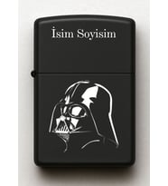 Darth Vader Desenli Kişiye Özel İsimli Siyah Benzinli Metal Çakmak 2