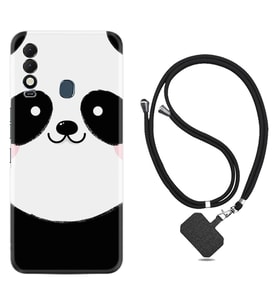 Tecno Spark 8T Kılıf Silikon Boyun Askılı İpli Desenli Silikon Sevimli Panda 1794